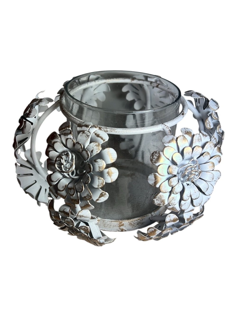 White Floral Candle holder